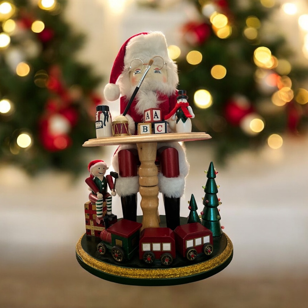 Wooden Santa’s Workshop Nutcracker Figurine Train Elf Toys‎ Christmas Decor 14”